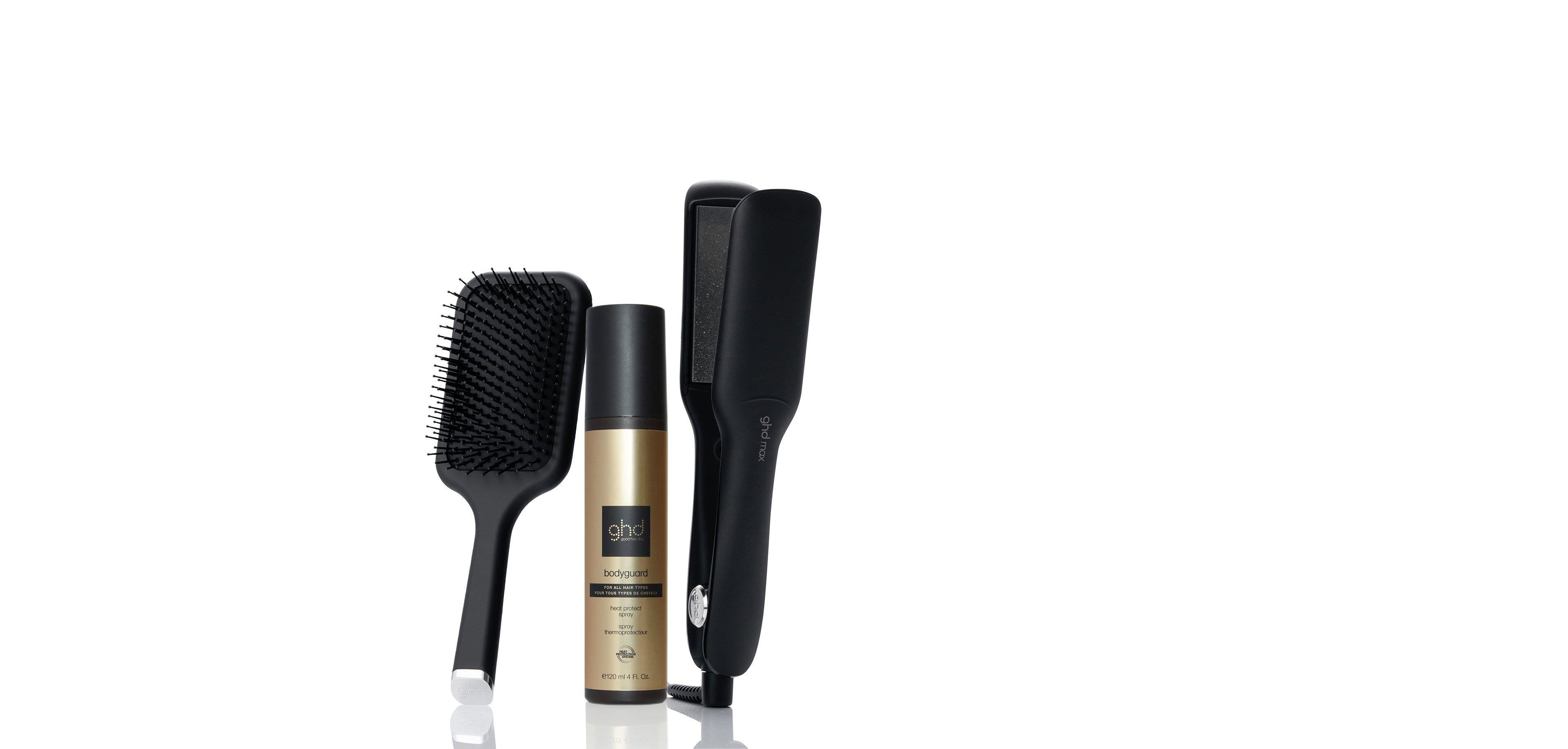 GHD MAX WIDE PLATE HAIR STRAIGHTENER (42MM PLATE) IN BLACK BUNDLE