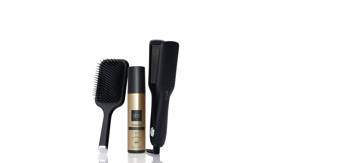 GHD MAX WIDE PLATE HAIR STRAIGHTENER (42MM PLATE) IN BLACK BUNDLE