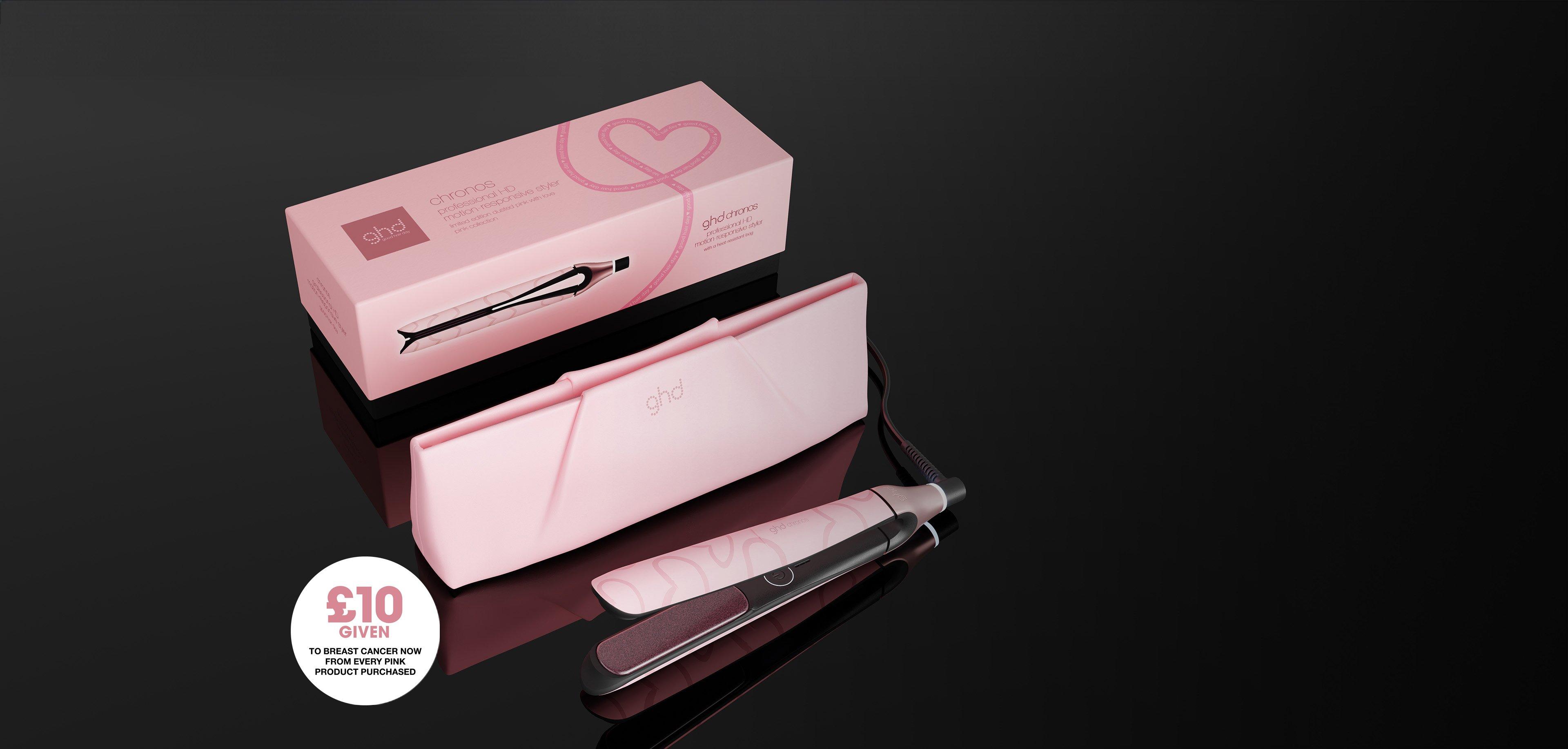NEW GHD CHRONOS PROFESSIONAL HAIR STRAIGHTENER (26MM PLATE) DUSTED PINK