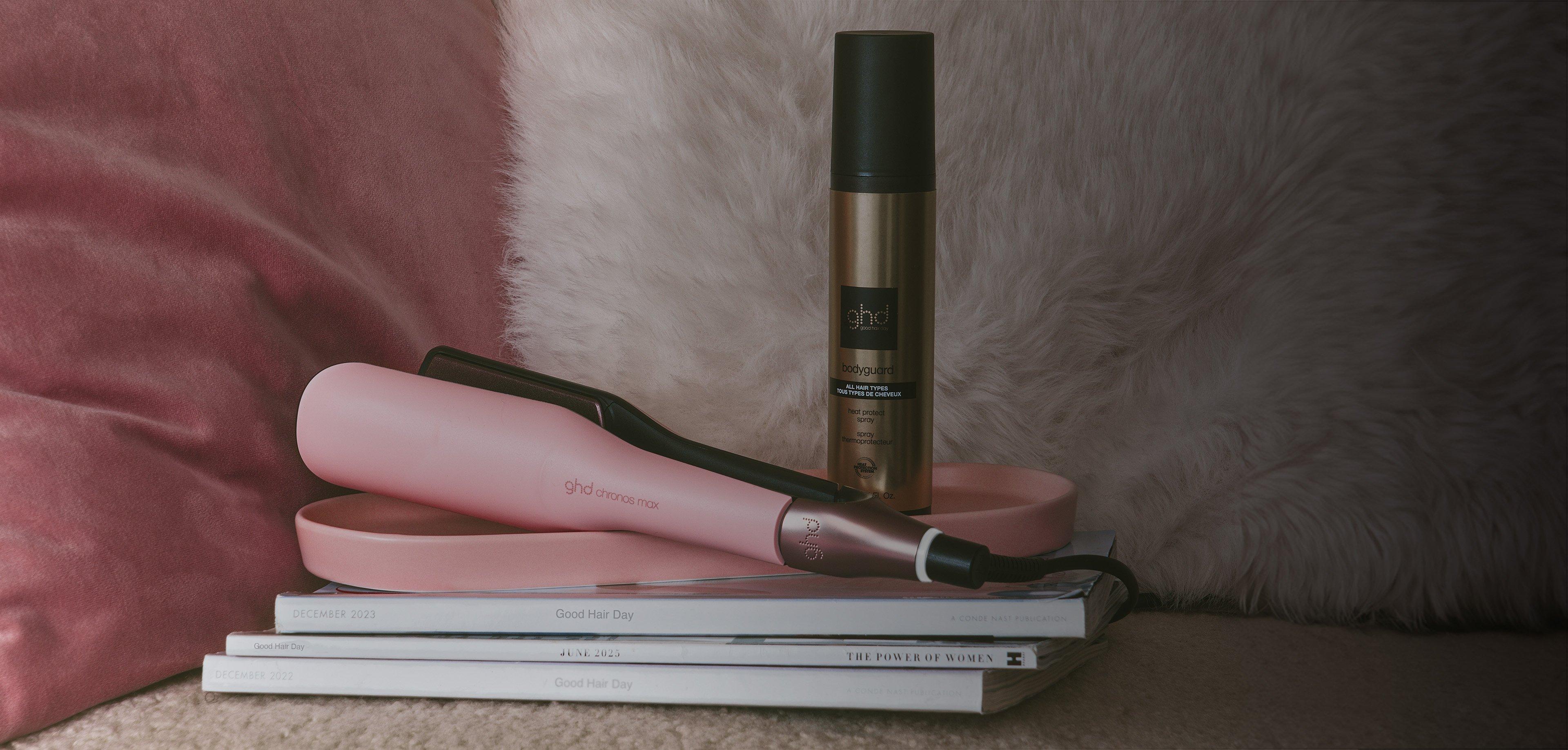 NEW GHD CHRONOS MAX BEST WIDE PLATE HAIR STRAIGHTENER (43MM PLATE) DUSTED PINK
